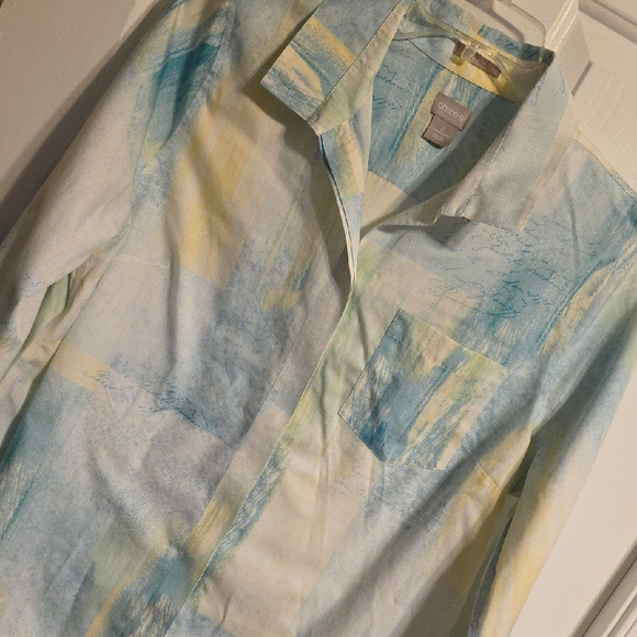Chico's Tops - Chico's Pastel Blue and Yellow Shirt